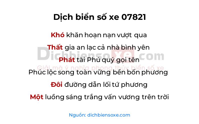 Dịch thơ biển số 07821