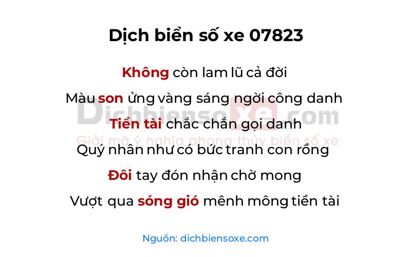 Dịch thơ biển số 07823