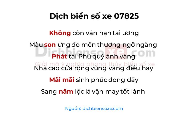 Dịch thơ biển số 07825