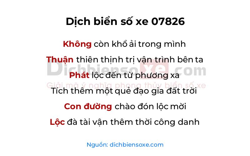 Dịch thơ biển số 07826