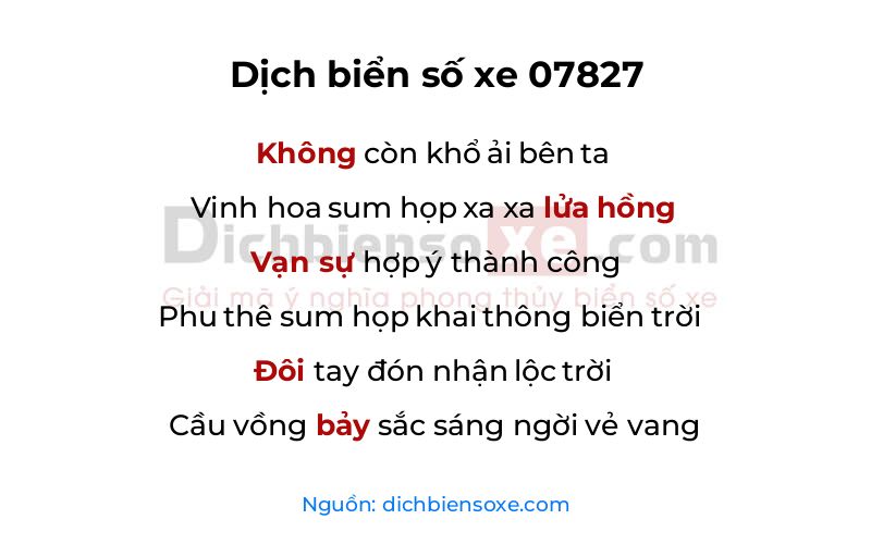 Dịch thơ biển số 07827