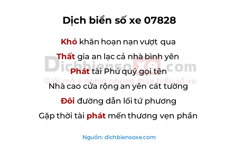 Dịch thơ biển số 07828