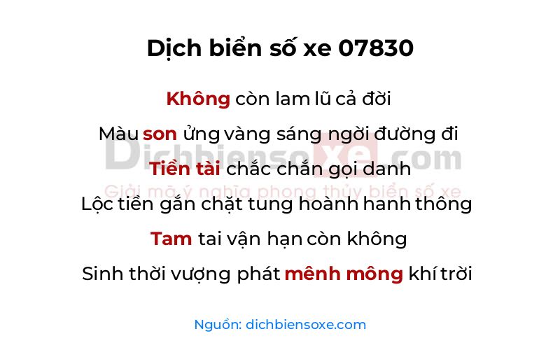 Dịch thơ biển số 07830