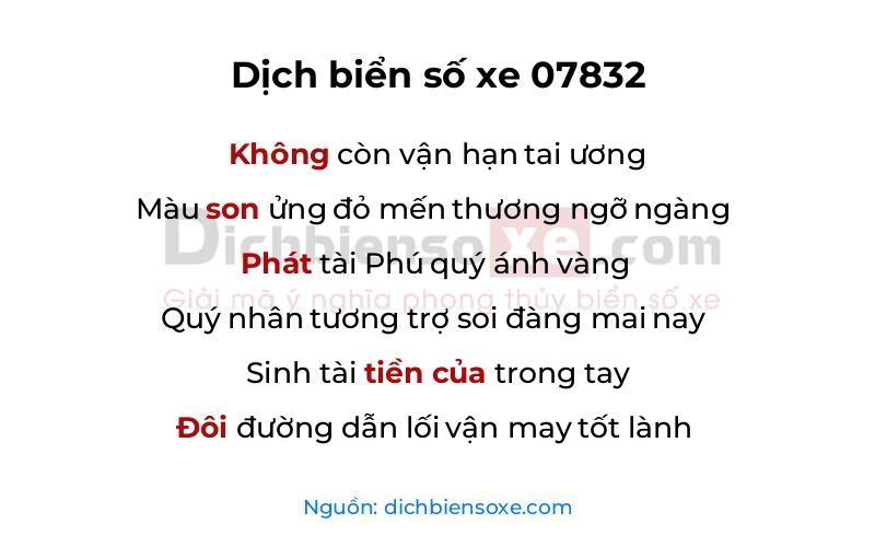 Dịch thơ biển số 07832