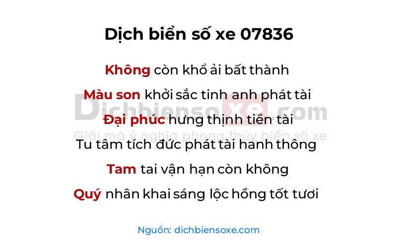 Dịch thơ biển số 07836
