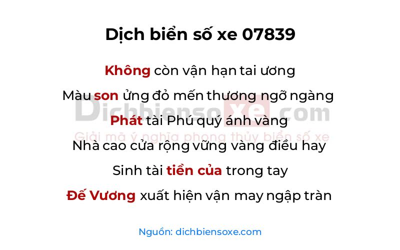 Dịch thơ biển số 07839