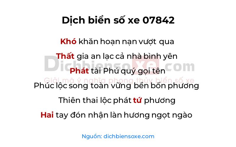 Dịch thơ biển số 07842