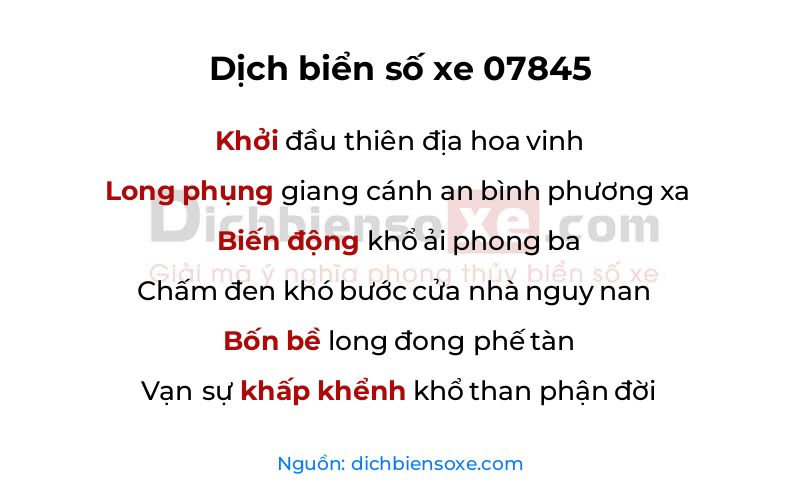 Dịch thơ biển số 07845