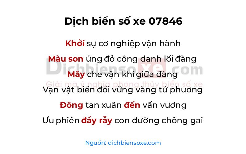 Dịch thơ biển số 07846
