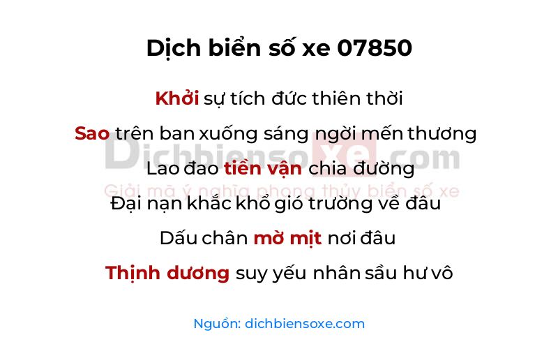 Dịch thơ biển số 07850