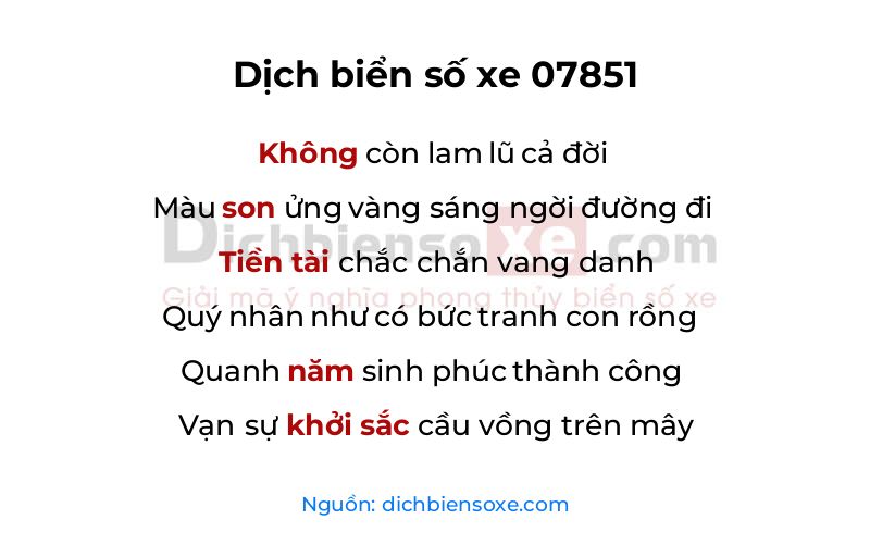 Dịch thơ biển số 07851