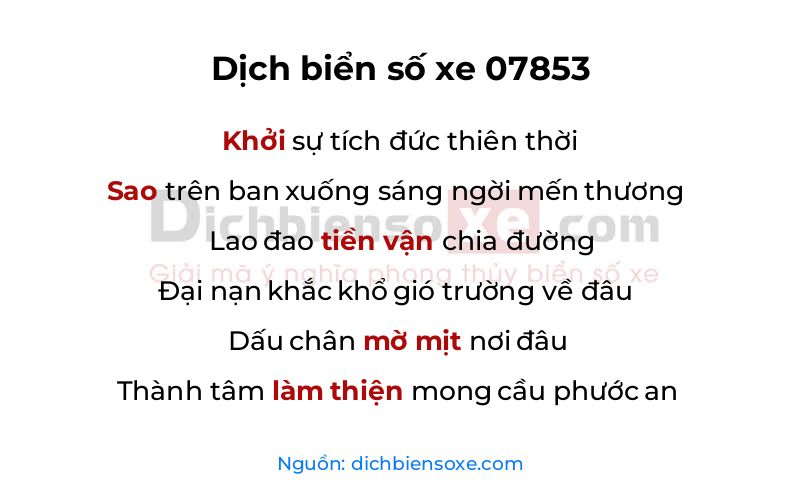 Dịch thơ biển số 07853