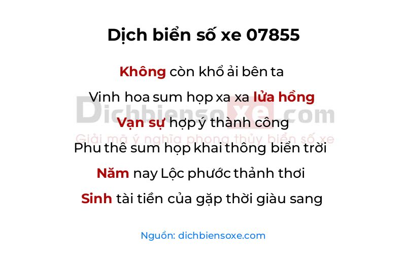 Dịch thơ biển số 07855