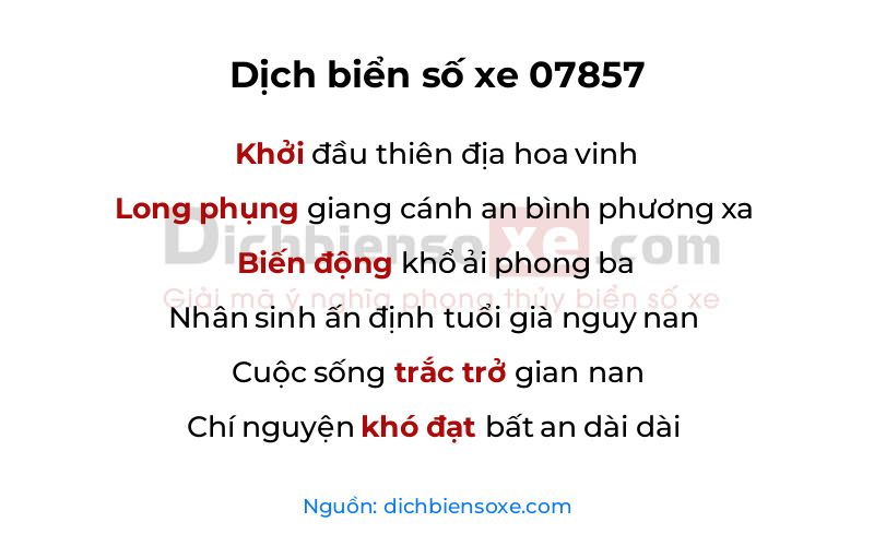 Dịch thơ biển số 07857