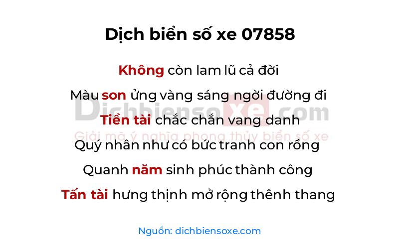 Dịch thơ biển số 07858