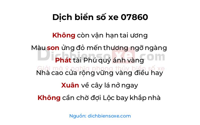 Dịch thơ biển số 07860