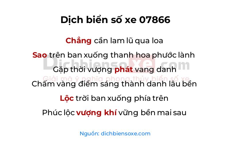 Dịch thơ biển số 07866