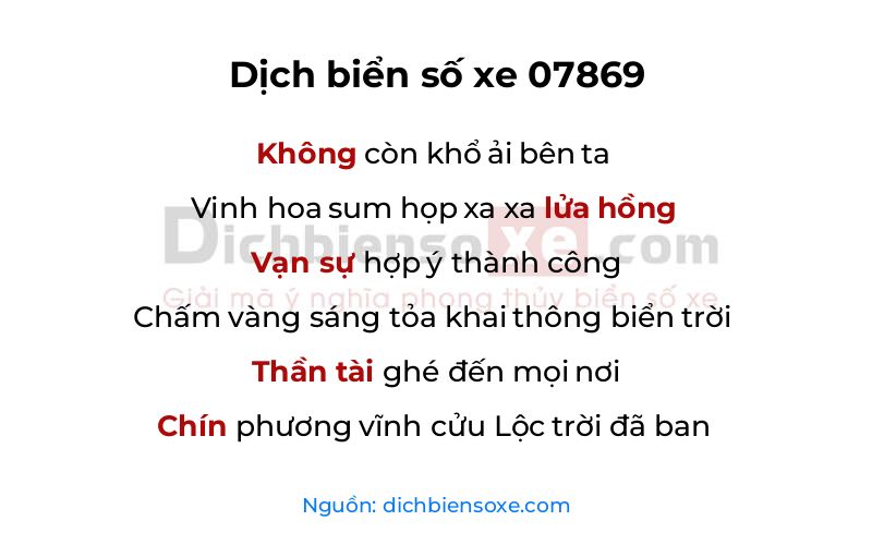 Dịch thơ biển số 07869