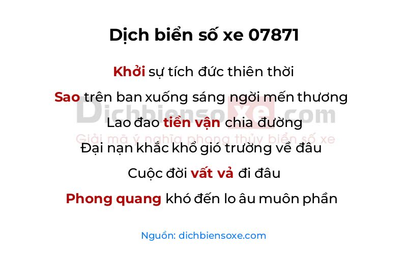 Dịch thơ biển số 07871