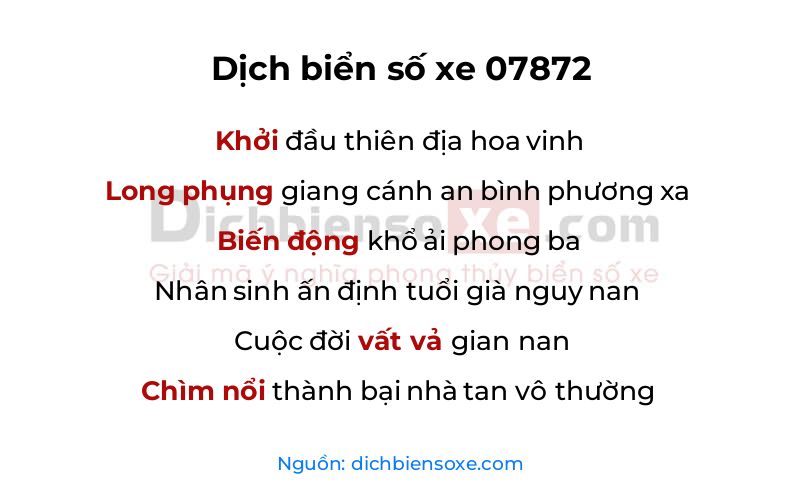 Dịch thơ biển số 07872