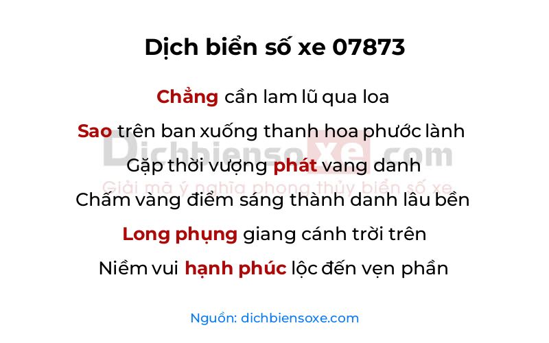 Dịch thơ biển số 07873