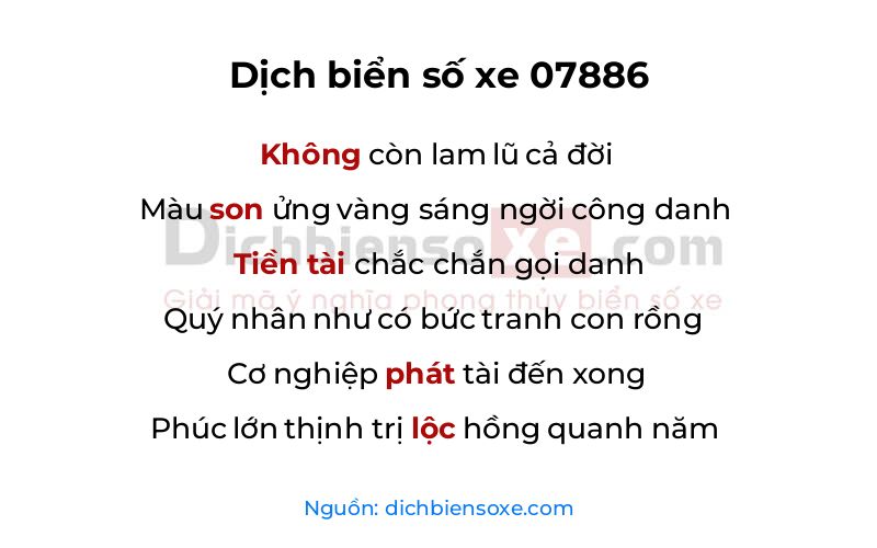 Dịch thơ biển số 07886