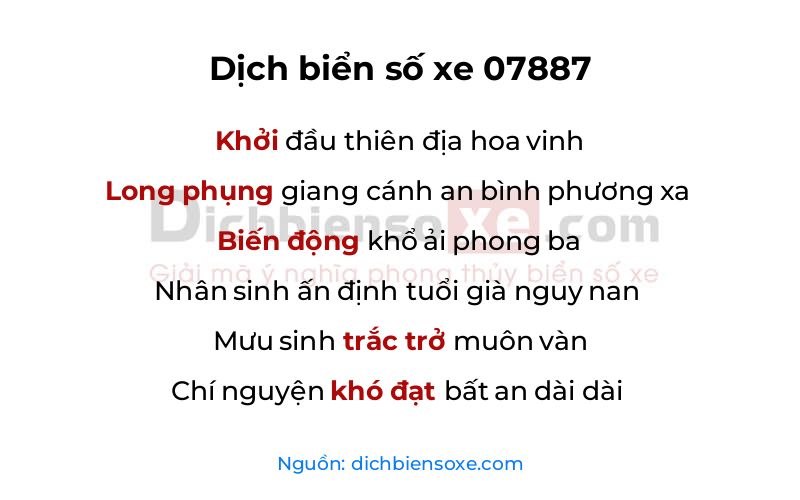Dịch thơ biển số 07887