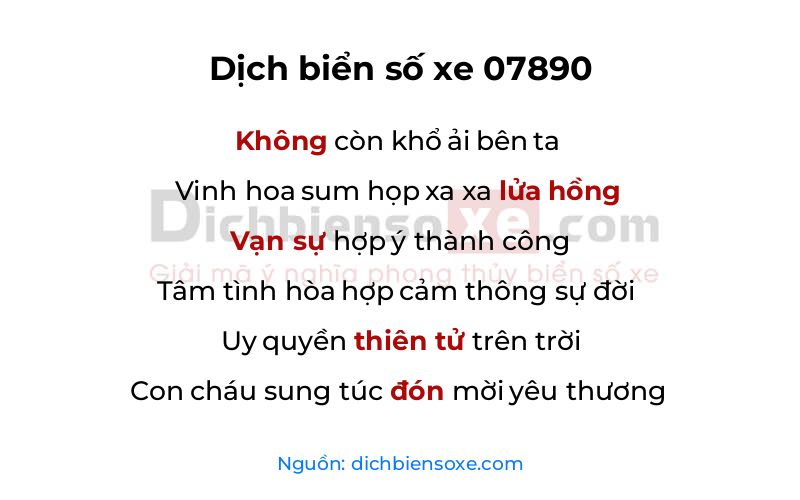 Dịch thơ biển số 07890