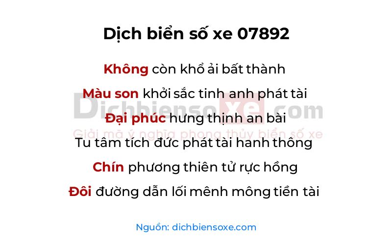 Dịch thơ biển số 07892