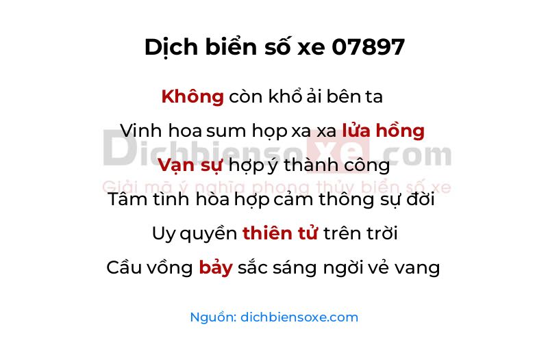 Dịch thơ biển số 07897