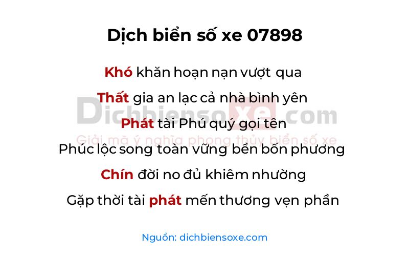 Dịch thơ biển số 07898