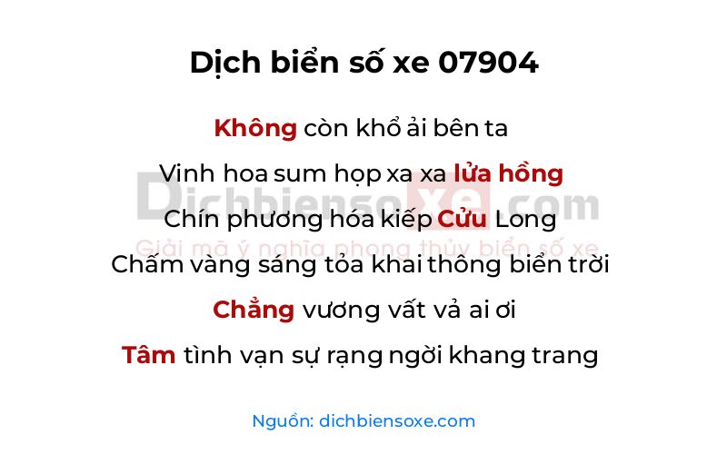 Dịch thơ biển số 07904