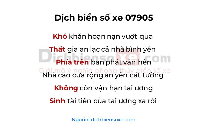 Dịch thơ biển số 07905