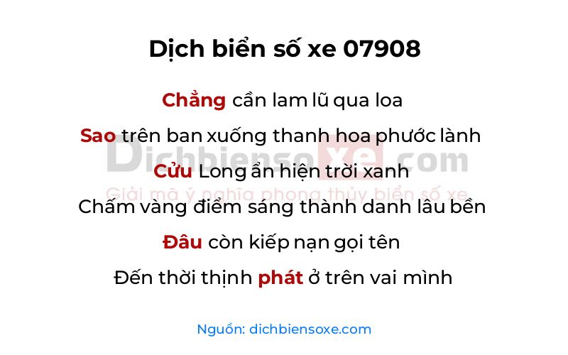 Dịch thơ biển số 07908