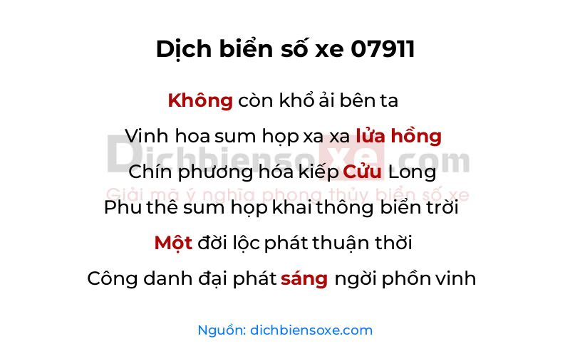 Dịch thơ biển số 07911