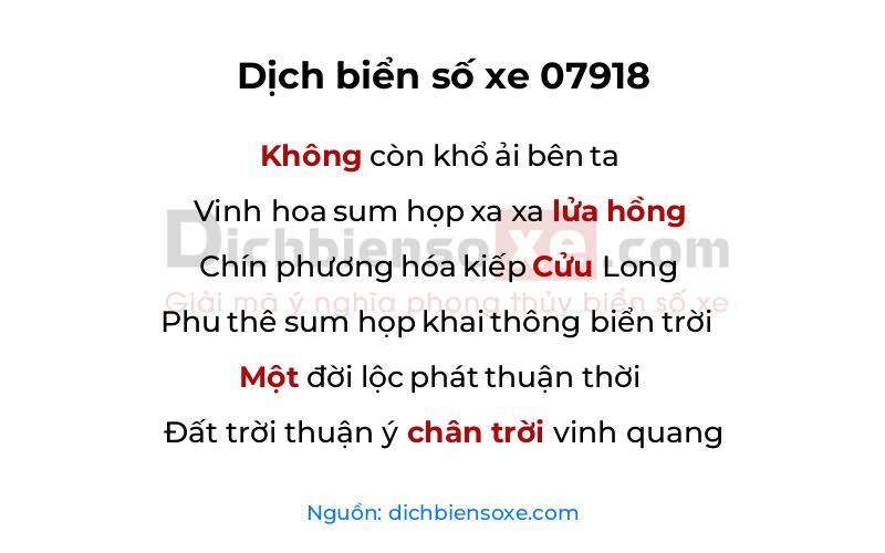 Dịch thơ biển số 07918