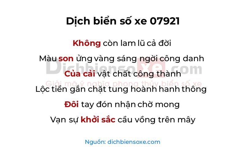 Dịch thơ biển số 07921