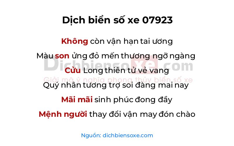 Dịch thơ biển số 07923