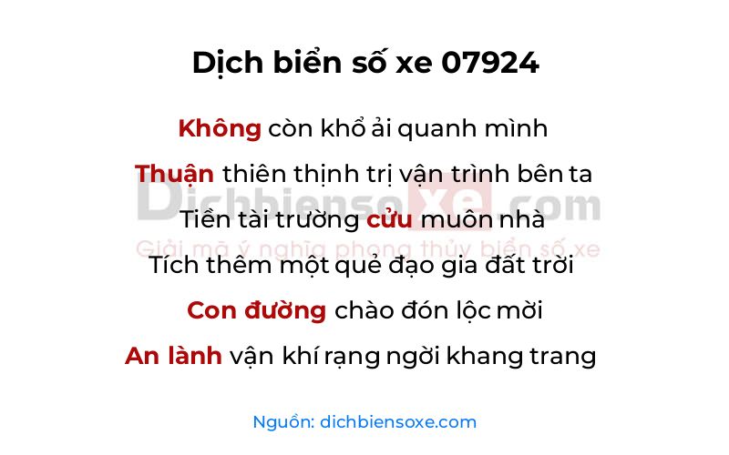 Dịch thơ biển số 07924