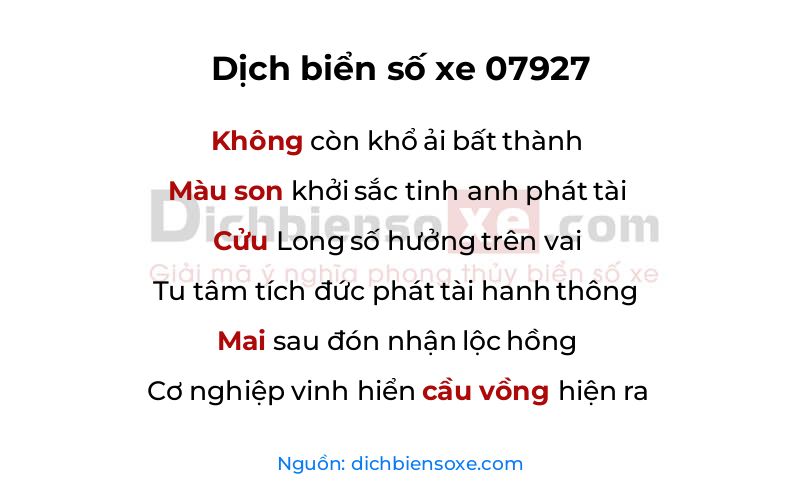 Dịch thơ biển số 07927