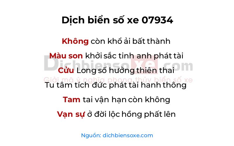 Dịch thơ biển số 07934
