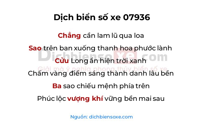 Dịch thơ biển số 07936