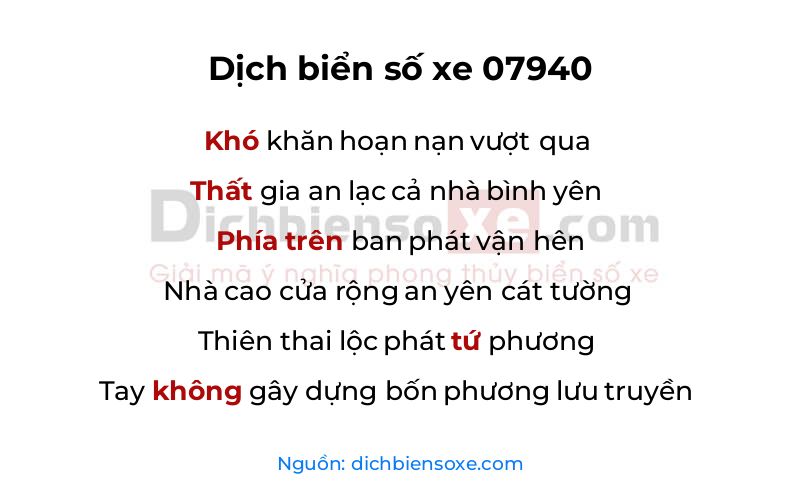 Dịch thơ biển số 07940