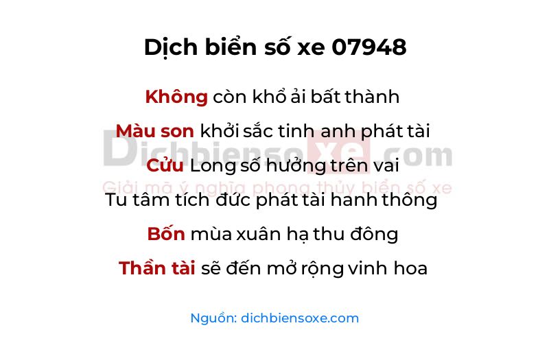 Dịch thơ biển số 07948