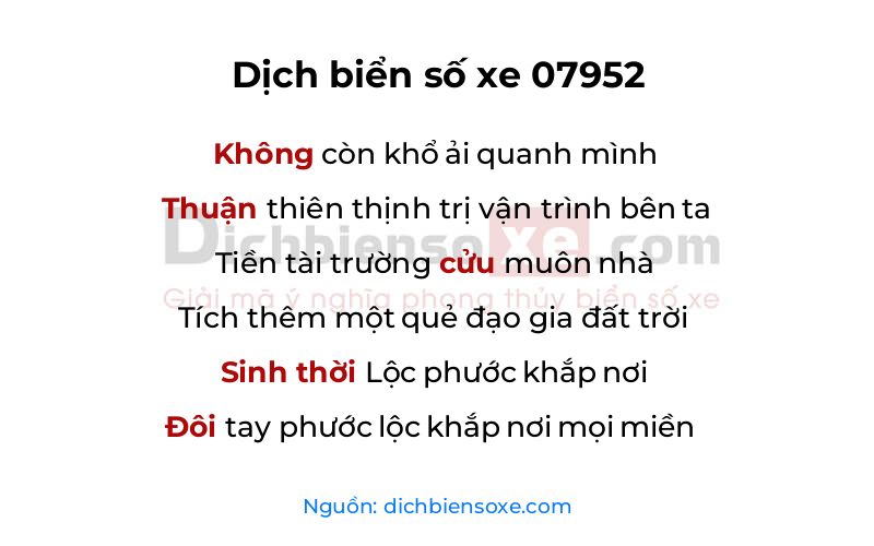 Dịch thơ biển số 07952
