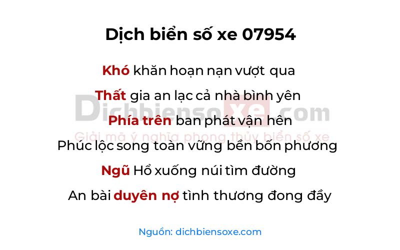 Dịch thơ biển số 07954