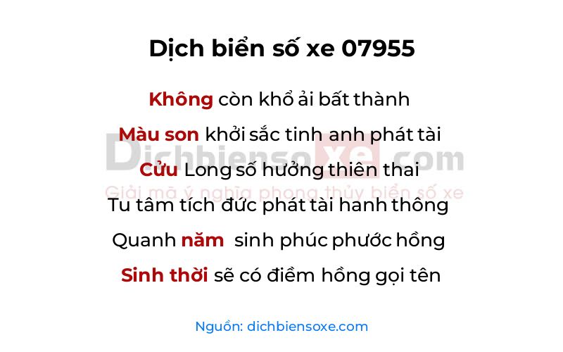 Dịch thơ biển số 07955