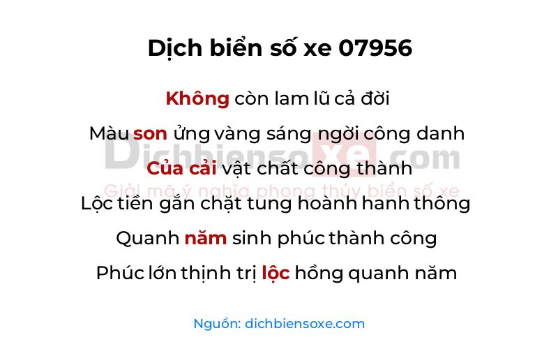 Dịch thơ biển số 07956