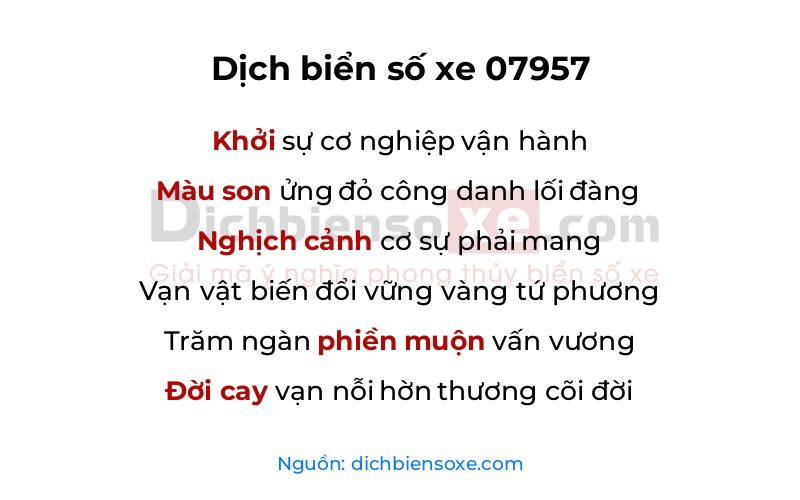 Dịch thơ biển số 07957