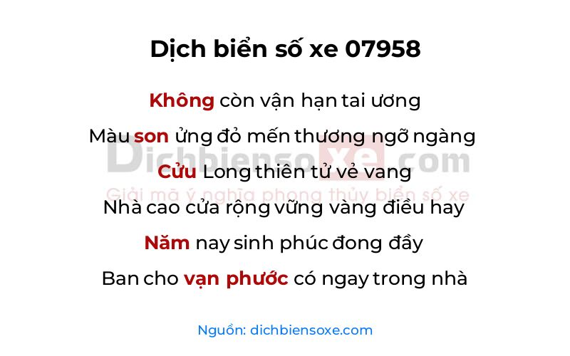 Dịch thơ biển số 07958